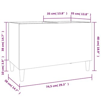 Platenkast 74,5x38x48 cm bewerkt hout betongrijs 8