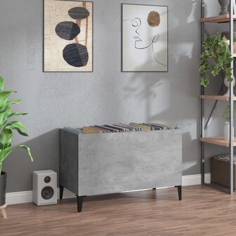 Platenkast 74,5x38x48 cm bewerkt hout betongrijs 1
