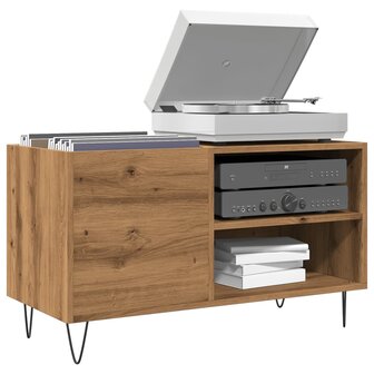Platenkast 84,5x38x48 cm bewerkt hout artisanaal eikenkleur 1