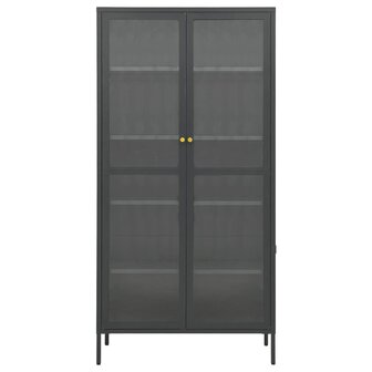 Vitrinekast 90x40x180 cm staal en gehard glas antracietkleurig 4