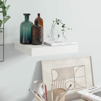 Wandschap zwevend 23x23,5x3,8 cm MDF hoogglans wit 1