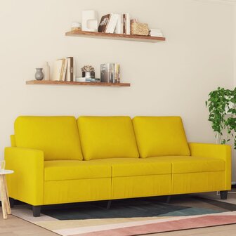 Driezitsbank 180 cm fluweel geel 1