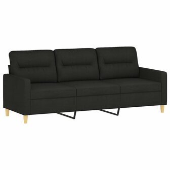 Driezitsbank 180 cm stof zwart 2