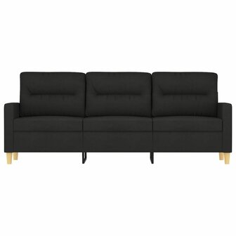 Driezitsbank 180 cm stof zwart 3