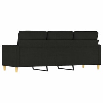 Driezitsbank 180 cm stof zwart 5