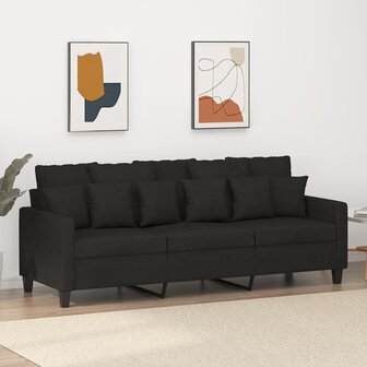 Driezitsbank 180 cm stof zwart 1
