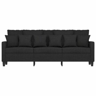 Driezitsbank 180 cm stof zwart 3