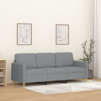 Driezitsbank 180 cm stof lichtgrijs 1