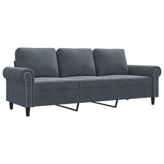 Driezitsbank 180 cm fluweel donkergrijs 2