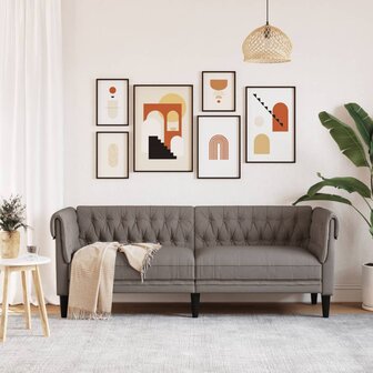 Driezitsbank Chesterfield-stijl stof taupe 3