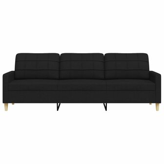 Driezitsbank 210 cm stof zwart 4
