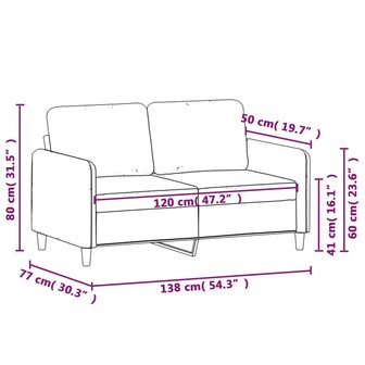 Tweezitsbank 120 cm fluweel geel 9