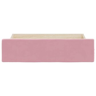 Bedlades 2 st bewerkt hout en fluweel roze 4
