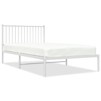 Bedframe met hoofdbord metaal wit 107x203 cm 2