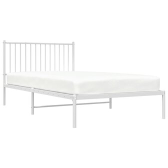 Bedframe met hoofdbord metaal wit 107x203 cm 4
