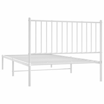 Bedframe met hoofdbord metaal wit 107x203 cm 7