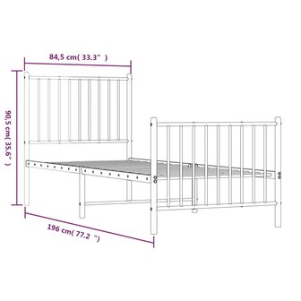 Bedframe met hoofd- en voeteneinde metaal wit 80x200 cm 9