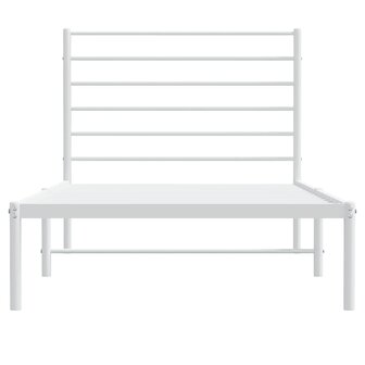 Bedframe met hoofdbord metaal wit 100x200 cm 6