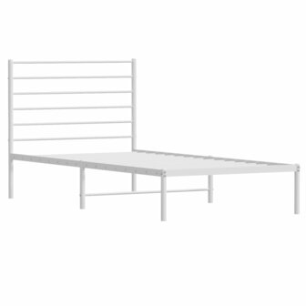 Bedframe met hoofdbord metaal wit 107x203 cm 3