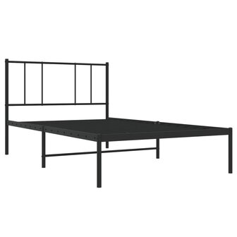 Bedframe met hoofdbord metaal zwart 100x190 cm 3
