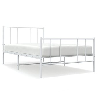 Bedframe met hoofd- en voeteneinde metaal wit 100x190 cm 2
