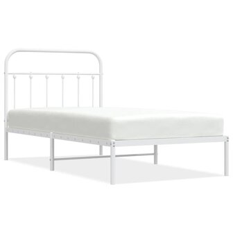 Bedframe met hoofdbord metaal wit 100x190 cm 2