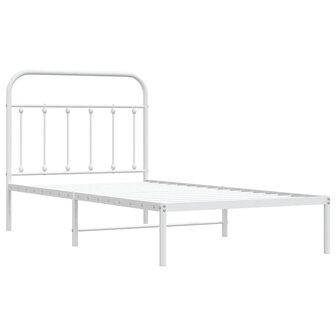 Bedframe met hoofdbord metaal wit 100x190 cm 3