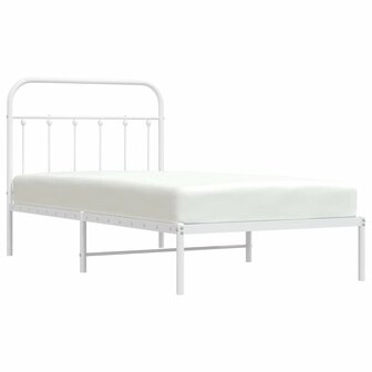 Bedframe met hoofdbord metaal wit 100x190 cm 6