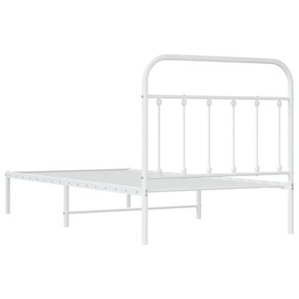 Bedframe met hoofdbord metaal wit 100x190 cm 8
