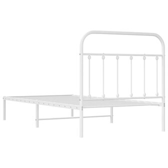 Bedframe met hoofdbord metaal wit 100x190 cm 9