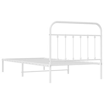 Bedframe met hoofdbord metaal wit 107x203 cm 8