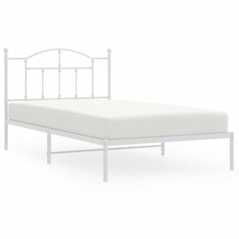 Bedframe met hoofdbord metaal wit 107x203 cm 2
