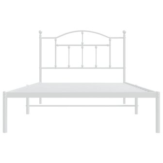 Bedframe met hoofdbord metaal wit 107x203 cm 5