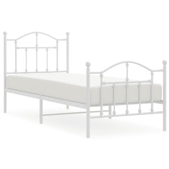 Bedframe met hoofd- en voeteneinde metaal wit 90x190 cm 2