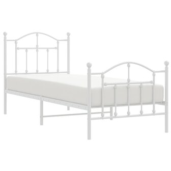 Bedframe met hoofd- en voeteneinde metaal wit 90x190 cm 4