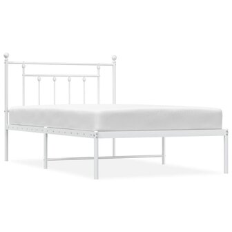Bedframe met hoofdbord metaal wit 107x203 cm 2