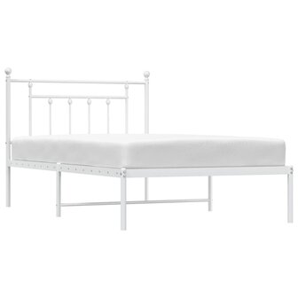 Bedframe met hoofdbord metaal wit 107x203 cm 5