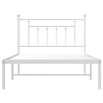 Bedframe met hoofdbord metaal wit 107x203 cm 6
