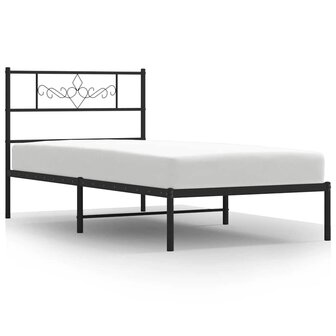 Bedframe met hoofdbord metaal zwart 100x190 cm 2