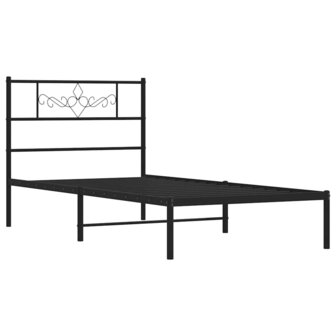 Bedframe met hoofdbord metaal zwart 100x190 cm 3