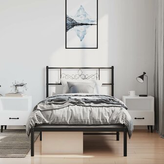 Bedframe met hoofdbord metaal zwart 100x190 cm 4
