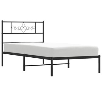 Bedframe met hoofdbord metaal zwart 100x190 cm 5