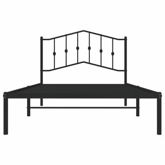 Bedframe met hoofdbord metaal zwart 107x203 cm 5