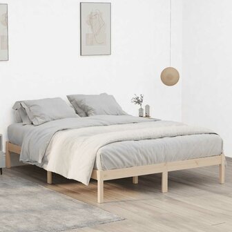 Bedframe zonder matras massief grenenhout 193x203 cm kingsize 4