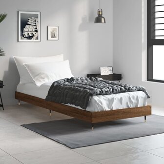 Bedframe zonder matras bewerkt hout bruin eikenkleur 75x190 cm 3