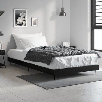Bedframe bewerkt hout zwart 90x200 cm 1