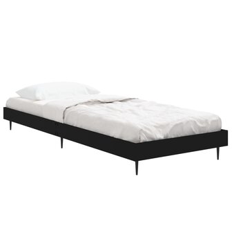 Bedframe bewerkt hout zwart 75x190 cm 3