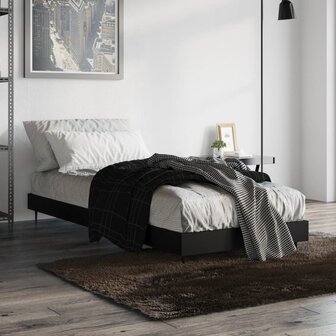 Bedframe bewerkt hout zwart 75x190 cm 4