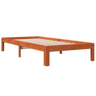 Bedframe zonder matras massief grenenhout wasbruin 75x190 cm 6