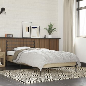 Bedframe bewerkt hout en metaal sonoma eikenkleurig 75x190 cm 1